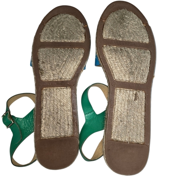 Talbots Izzy Ikat Medallion Espadrille Sandals Blue Green Size 9 - Picture 11 of 12
